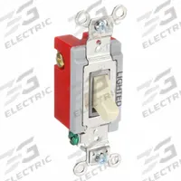 BRYANT Wall Switch: Toggle Switch, 3-Way, Maintained, Ivory, 120/277V AC, 20 A (MPN 4903GLI). Key specifications — Illuminated: Yes; Voltage Rating: 120/277V AC.