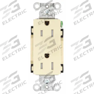 BRYANT Receptacle: Decorator Duplex, 5-15, Ivory, 125V AC, 15 A, 2 Pole / 3 Wire (MPN DRS15ITR) - General Purpose Receptacles
