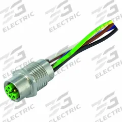 MURRELEKTRONIK Cordset: M12 Female – Front Mounting Receptacle, L, 5 Pins, 1 m Wire Lead Lg (MPN 7000-P4292-9800100). Key specifications — Cable Jacket Material: PUR; IP Rating: IP65; Brand: MURRELEKTRONIK; Wire Size: 1.5 sq mm; Coding: L.
