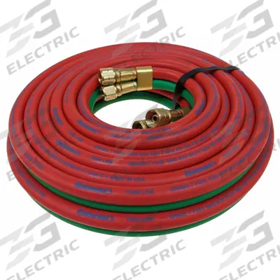 CONTINENTAL Twin Line Welding Hose: 3/8 in Hose Inside Dia., Green/Red, BB x BB, 50 ft Hose Lg - Grade T Twin-Line Welding Hose Assemblies