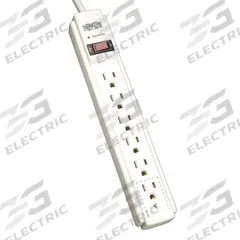 TRIPP LITE Outlet Strip: 6 Outlets, 4 ft Cord Lg, 790 J Rated Energy, 15 A Current, UL 1363, Gray (MPN TLP604). Key specifications — Brand: TRIPP LITE; Mounting Style: Keyhole.