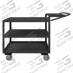 APPROVED VENDOR Utility Cart: 1,200 lb, 3 Shelves, 55 in L x 31 in W x 39 in H Overall Dim, Flat (MPN OPCFS-2448-3-BLU-95). Key specifications — Caster Wheel/Tread Material: Polyurethane; Brand: APPROVED VENDOR; Caster/Wheel Configuration: (2) Rigid.