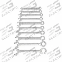 GEARWRENCH Combination Wrench Set: Alloy Steel, Full Polish Chrome, 10 Tools, 15° Head Offset Angle (MPN 86560). Key specifications — attr309520: Full Polish Chrome; attr309519: Alloy Steel; attr309509: 5/32 in to 7/16 in; attr324929: GEARWRENCH; attr309522: No; attr309533: Yes.