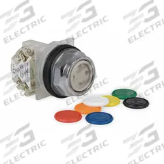 SCHNEIDER Flush Push Button Operator: Non-Illuminated, Flush Profile, Metallic, 30 mm, 1NO (MPN 9001KR1UH5). Key specifications — Brand: SCHNEIDER; Action: Momentary; Series: 9001K; Push Button Material Type: Metallic.