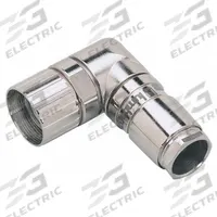 IFM M23 Circular Connector: M23 Female Thread with 90° Angled Connection, 19 Socket, IP65 (MPN E10886). Key specifications — Connection Type: Gold-Plated Contacts; Housing Finish: Nickel-Plated; Housing Material: Brass; IP Rating: IP65; Brand: IFM.