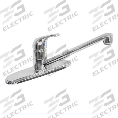 DOMINION FAUCETS Straight Kitchen Faucet: Gold, Cast Brass, Single-Post, Deck, 3 Mounting Holes - Single-Post Kitchen Faucets