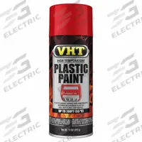 VHT Automotive Paint: Exterior/Interior, Solvent, Solvent-Based, Plastic, No Texture, Matte, Red (MPN ESP821007). Key specifications — Color: Red; Coverage Area: 12 to 15 sq ft; Compatible Surface Material: Plastic; Finish Texture: No Texture; Sheen: Matte; Brand: VHT.
