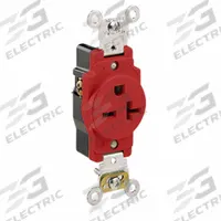 LEVITON Receptacle: Single, 6-20, Red, 250V AC, 20 A, 2 Pole / 3 Wire (MPN 5461-R)