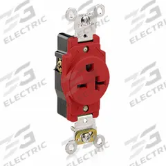 LEVITON Receptacle: Single, 6-20, Red, 250V AC, 20 A, 2 Pole / 3 Wire (MPN 5461-R)