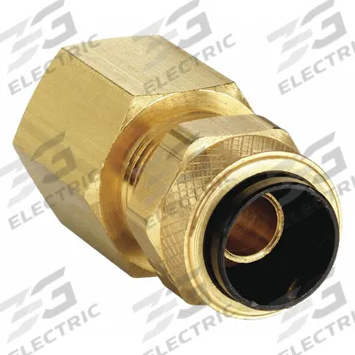 PARKER Compression Fitting Adapter: 1/2 in OD x 3/8 in Pipe Fitting Size, Compression x FNPT - Creep-Resistant Self-Aligning Brass Compression Fittings