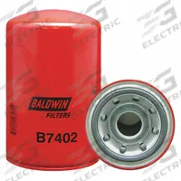 BALDWIN FILTERS Oil Filter: B7402, 1 1/2"-16 Thread Size, 8 5/8 in Overall Ht, 5 3/8 in Outside Dia. Key specifications — Baldwin Interchange: B7402; Brand: BALDWIN FILTERS; Compatible Vehicle Make: Freightliner; Includes: Integral Gasket; Media Material: Cellulose.