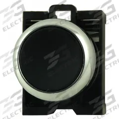 EATON Flush Push Button: Black, 22 mm Mounting Size, Metallic, Momentary (MPN M22M-D-S). Key specifications — Brand: EATON; Action: Momentary; Series: M22; Push Button Material Type: Metallic.