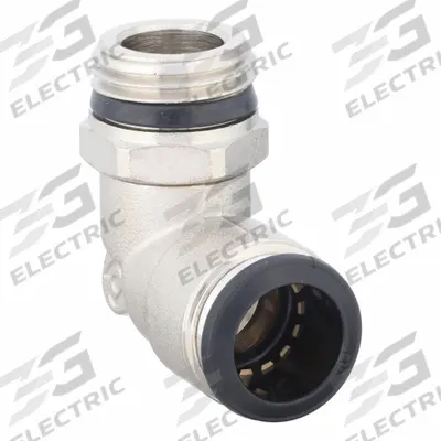 AIGNEP USA Push-Fit Elbow Fitting: 14 mm OD x 1/2 in Pipe Size, Brass, Silver - Nickel-Plated Brass Tube Fittings