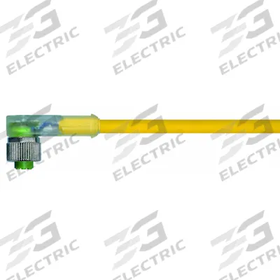 MURRELEKTRONIK Cordset: M12 Female Right Angle X Bare Wire, 4 Pins, Yellow, PVC, 10 m Cable Lg - Single-Ended Cordsets with Status LED & PVC Jacket for Flexing Applications