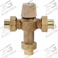 WATTS Thermostatic Mixing Valve: 1/2 in Inlet Connection Size, 1/2 in Outlet Connection Size, Brass (MPN 1/2 LF MMV-US). Key specifications — attr1037830: Integral Filter Washers; attr1037827: WATTS.
