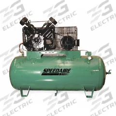 SPEEDAIRE Electric Air Compressor: 7.5 hp, 2 Stage, Horizontal, 80 gal, 23.1 cfm, 175 psi, 208V AC (MPN 4XA66). Key specifications — attr48430: SPEEDAIRE; attr48445: 60 Hz; attr48448: Initial Fill of Compressor Oil; attr48450: 208V AC; attr48474: Single; attr48487: Horizontal.