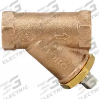 APOLLO Y Strainer: 1/4 in, NPT, Mesh, 0.0469 in Screen Size, Bronze, PTFE, 1 1/4 in Ht, 2 in Lg (MPN 59LF001P2). Key specifications — Brand: APOLLO; Seal Material: PTFE; Manufacturer Part Number: 59LF001P2; Screen Material: 304 Stainless Steel.