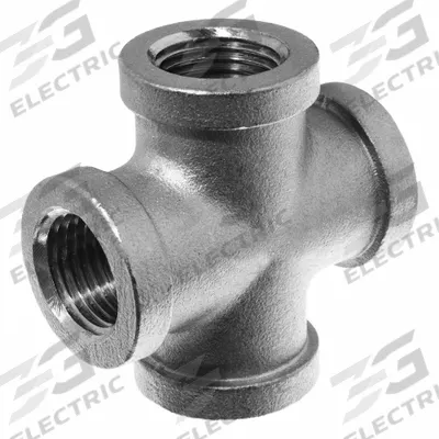 USA INDUSTRIALS Metal Pipe Cross: Cross, 1/2 in x 1/2 in x 1/2 in x 1/2 in, Class 125 - Chrome-Plated Threaded Low-Pressure Pipe Fittings