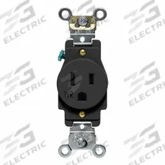 LEVITON Weather-Resistant Single Receptacle: Single, 5-15, Black, 125V AC, 15 A, 2 Pole / 3 Wire (MPN W5261-E)