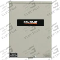 GENERAC Automatic Transfer Switch: Single Phase, 100 A Current Rating, 120/240V AC, Steel, 3R, RXS (MPN RXSC100A3). Key specifications — Enclosure Material: Steel; Lockable: No; Rated Voltage: 120/240V AC; Brand: GENERAC; Compatible with Series: RXS; Service Rated Transfer Switch: No.