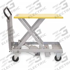 SOUTHWORTH Scissor Lift Table: Powered, 330 lb Load Capacity, 31 1/2 in L x 20 in W, Steel, Single (MPN PLM-150). Key specifications — attr1377640: Sealed Lead Acid; attr1345487: Steel; attr1345523: SOUTHWORTH.
