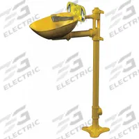 BRADLEY Plumbed Eyewash: Std, Floor Mnt, Eyes Coverage, Uncovered, Plastic Bowl, Push Plate (MPN S19214EW). Key specifications — Activation: Push Plate; Brand: BRADLEY.