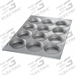 CHICAGO METALLIC Mini Cake Muffin Pan: Aluminized Steel, 12 Slots, 18 in Overall Wd, 26 ga Gauge (MPN 45355). Key specifications — Pan Style: Muffin Pan; Brand: CHICAGO METALLIC; Color: Silver; Material: Aluminized Steel; NSF Certified: No; Number of Slots: 12.