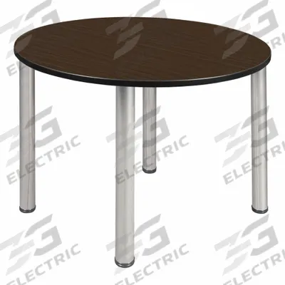 KEE Cafe/Breakroom Table: Laminate, Walnut, 29 in Overall Ht - Max, Circle - Cafe & Breakroom Tables