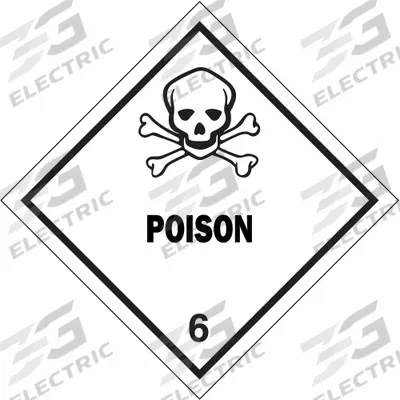 JJ KELLER Container Label: Poison, 4 in x 5 1/4 in, 4 in Label Ht, 5 1/4 in Label Wd - Class 6: Toxic, Poison Inhalation & Infectious Substances