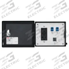 NVENT HOFFMAN Data Interface Port: Stainless Steel, 120V Duplex Receptacle/(2) RJ45, 5 A Reset (MPN HDP5ETHETHSS). Key specifications — Manufacturer Part Number: HDP5ETHETHSS; Brand: NVENT HOFFMAN; Resets: 5 A Reset; IP Rating: IP66; Panel Configuration: 120V Duplex Receptacle; Panel Terminations: (2) RJ45.