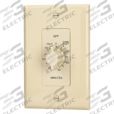 TORK Spring-Wound Timer: 1 hr Max, SPDT, 125V AC, No Wall Plate Included - Spring-Wound Mechanical Timers without Wall Plates