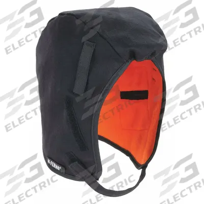 N-FERNO BY ERGODYNE Hard Hat Liner: Cotton/Modacrylic, Ears/Head, Hook-and-Loop, Black - Hard Hat Liners