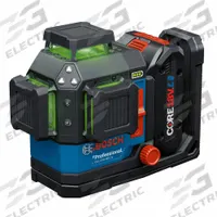 BOSCH Laser Level: 3 Lines and 0 Dots, Green Beam, 3 Planes, 100 - 200 ft Range w/o detector (MPN GLL330-80CGL). Key specifications — attr935979: Alkaline; attr934757: BOSCH; attr936112: ±1/8 in @ 33 ft; attr936114: Pendulum Self-Leveling; attr935981: Battery.