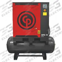 CHICAGO PNEUMATIC Rotary Screw Air Compressor: Horizontal, 30 hp, 97.5 cfm, 132 gal Tank (MPN QRS 30 HP). Key specifications — attr48606: Three; attr48593: 460V AC; attr48578: CHICAGO PNEUMATIC; attr110305: Not Included.