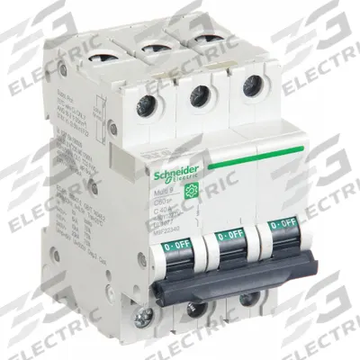SCHNEIDER Supplementary Protector: 40 A Amps, 10kA at 240V AC, Screw Clamp - C-Curve, 3-Pole UL1077 DIN Rail-Mount Supplementary Protectors