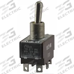 EATON Toggle Switch: 2 Position, 3 Connections, SPDT, Spade Terminals Connection, X Series (MPN XTD2C1A). Key specifications — AC Contact Rating: 20 A @ 125 V; Switch Function Configuration: On/None/On; Brand: EATON; Series: X; Horsepower: 3/4 hp.