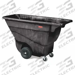 RUBBERMAID COMMERCIAL PRODUCTS Tilt Truck: 13.5 cu ft, 850 lb, (2) Axle-Mounted/(2) Swivel, Black (MPN FG9T1400BLA). Key specifications — Color: Black; Brand: RUBBERMAID COMMERCIAL PRODUCTS; Caster/Wheel Configuration: (2) Axle-Mounted.