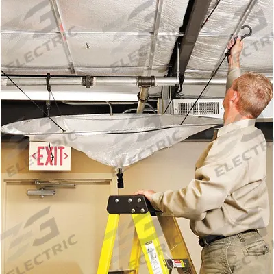 PIG Leak Diverter Tarp Kit: Straps Leak Diverter Mounting, Polyester/PVC, Clear - Under the Ceiling Leak Diverters