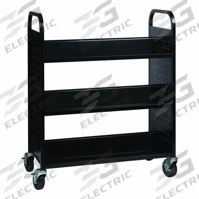 HIRSH Book Cart: 46 1/4 in Overall Ht, 38 in Overall Wd, 18 in Overall Dp, Double-Sided Sides - Book Trucks