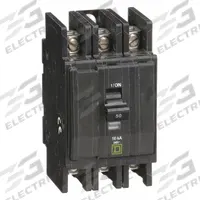 SQUARE D Miniature Circuit Breaker: 50 A, 120/240V AC, Three Phase, 10kA at 120/240V AC, 3 Poles (MPN QOU350). Key specifications — Phase: Three; Amps: 50 A; AC Voltage Rating: 120/240V AC; Max. AIR Rating: 10kA at 120/240V AC; For Use With: Heating; Brand: SQUARE D.