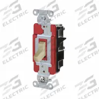 HUBBELL Wall Switch: Toggle Switch, Single Pole, Maintained, Ivory, 120/277V AC, 20 A (MPN HBL1221STI). Key specifications — Illuminated: No; Voltage Rating: 120/277V AC.
