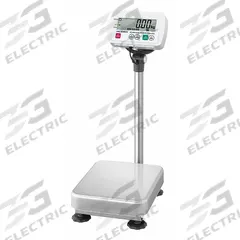A&D WEIGHING Washdown Platform Scale: 15 in Weighing Surface Dp, 11 3/4 in Weighing Surface Wd, LCD (MPN SC-150KAM). Key specifications — Connection Ports: RS-232C; Readability: 0.05 lb; Brand: A&D WEIGHING.