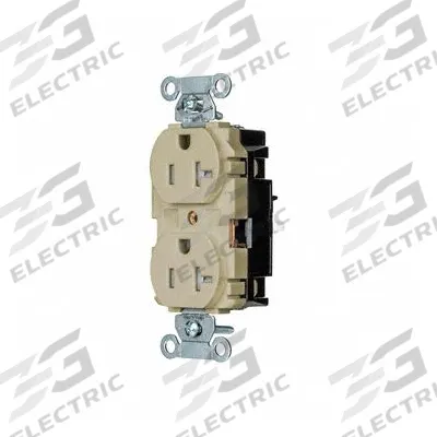 HUBBELL Receptacle: Duplex, 5-20, Ivory, 125V AC, 20 A, 2 Pole / 3 Wire (MPN 5362STITR) - General Purpose Receptacles