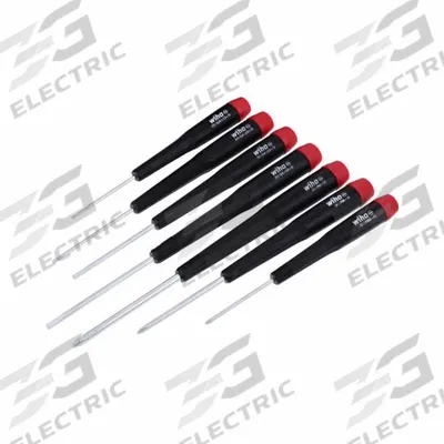 WIHA Precision Screwdriver Set: 1-10 Pieces, 7 Pieces, Phillips/Slotted Tip - Precision Screwdriver Sets