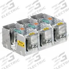 BUSSMANN Fuse Block: Open Block Design, 3 Pole, 600 V AC, Box Lug, Non-Indicating (MPN JM60600-3CR). Key specifications — Brand: BUSSMANN.
