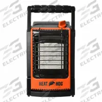 HEAT HOG Portable Gas Floor Heater: 9,000 BtuH Heating Capacity Output, 225 sq ft Heating Area (MPN HH-09SLN-A). Key specifications — Fuel Consumption: 0.42 lb/hr; Overall Dimensions - H x W x D: 14 in x 10.85 in x 9.25 in; Brand: HEAT HOG.
