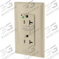 LEVITON GFI Receptacle: Hospital Grade Fed. Spec., Decorator Duplex, 5-20R, Ivory, GFCI, 125V AC (MPN GFTR2-HGI)
