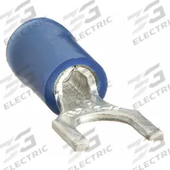 STA-KON Fork Terminals: Blue, Nylon, 1/4 in Stud Size, 18 AWG – 14 AWG Wire Range, Std Fork, 600 V (MPN RB14-14F). Key specifications — Barrel Style: Insulation Grip; Manufacturer Part Number: RB14-14F; Brand: STA-KON; Series: RB1163.