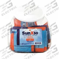 SUNX Sunscreen: 50 SPF, Lotion, 0.25 oz, 50 PK (MPN 18-922G). Key specifications — Unitized: Unitized; Manufacturer Part Number: 18-922G; Format: Lotion; Purpose: Sunscreen; Brand: SUNX; Formula Features: Paraben Free; Unit Package Type: Packet; Active Ingredient: Vitamin E.