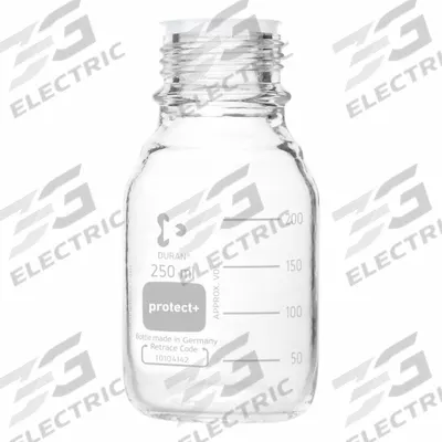 DURAN Narrow Mouth Round Glass Bottles - Safety Coated: 250 mL, 45 mm, Colorless - Safety Coated Wide Mouth Round Glass Lab Bottles